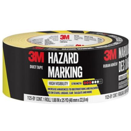 [1125-BY] Cinta Adhesiva Delimitadora 3M Amarilla/Negro 48mmx22.8m para Señalización de Peligros y/o Delimitar Áreas