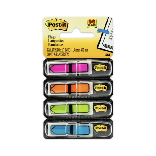 [684‑ARR4] Post-It Arrow Flags 12×43mm 4 Colores Neón 96 pzas en Blíster [684‑ARR4]