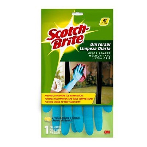 [ETJAFE0000415] Guantes de latex azules afelpados Scotch-brite 3M tamaño mediano