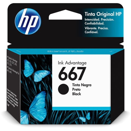 [HP-TIN-3YM79AL] Cartucho de tinta HP ink 667 negro.