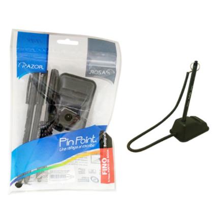 [6806N] Boligrafo Azor Pin Point Holder Redondo 0.7 mm Color Negro C/3