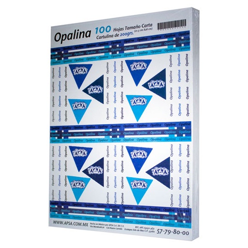 [ETPAPE0001148] Papel opalina blanca 90% blancura APSA tamaño carta 200 gramos paquete con 100 p