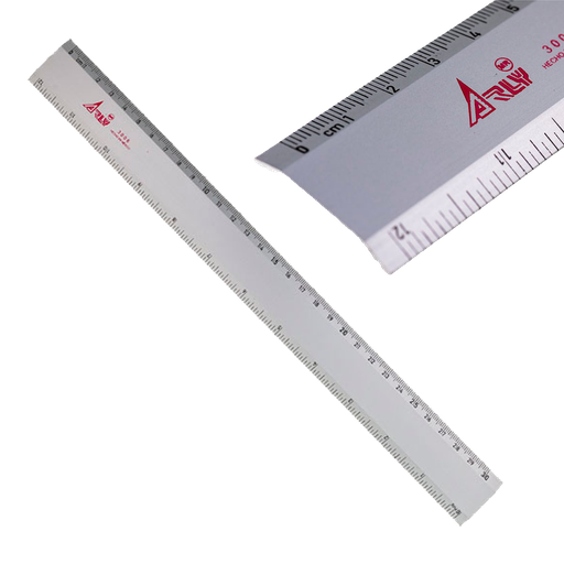 [PPA0165] Arly Regla 30cm Color Aluminio Plata Borde Antideslizante Profesional [A‑R30‑S]