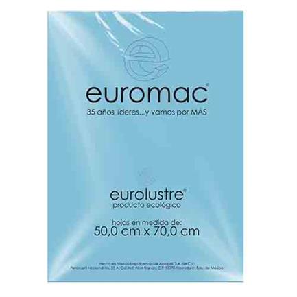 [EL0010] PAPEL LUSTRE EUROMAC AZUL PASTEL 50X70 24 HOJAS