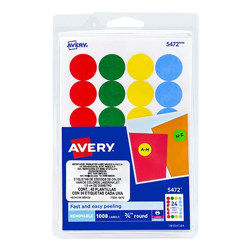 [ETPAPE0000619] Etiqueta redonda removible AVERY tecnología laser/inkjet
