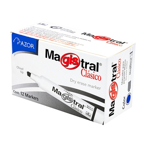 [83403] Marcador Magistral Clásico punta cincel 6 mm color azul caja con 12 pzas