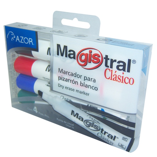 [83474] Marcador Magistral Clásico punta cincel 6 mm colores surtidos empaque con 4 pzas