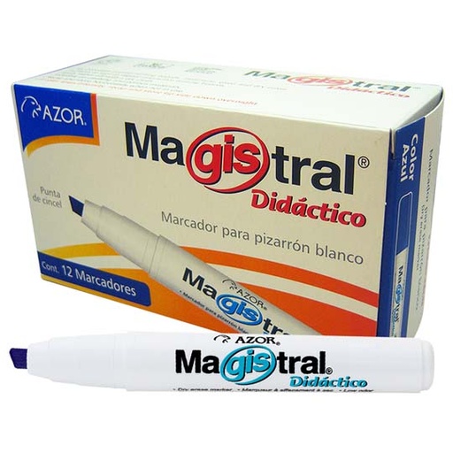 [8350AZ] Marcador Magistral Didáctico punta cincel 6 mm color azul caja con 12 piezas