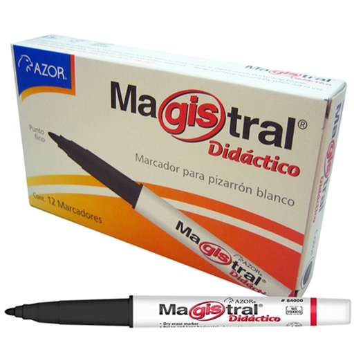 [84001] Marcador Magistral Didáctico punta bala 2 mm color negro caja con 12 pzas