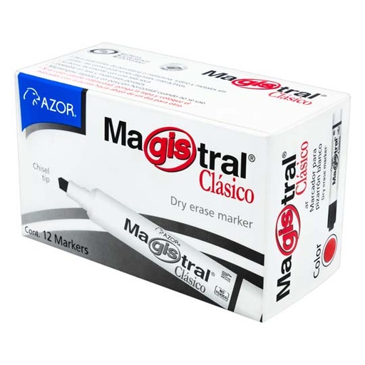 [83402] Marcador Magistral Clásico punta cincel 6 mm color rojo caja con 12 pzas