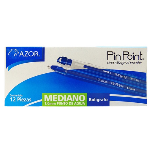 [6830AZ] Bolígrafo mediano Pin Point 1.0 mm colorazul caja con 12 pzas