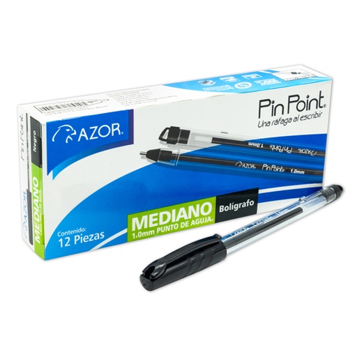 [ETPAPE0000868] Bolígrafo mediano Pin Point 1.0 mm colornegro caja con 12 pzas