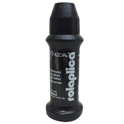 Tinta para Sello Rolaplica Azor Color Negro Sistema Roll-On 60 Ml