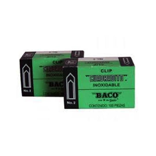 [ETPAPE0001896] Clip Baco cuadrito no. 2 , 1 caja con 100 clips