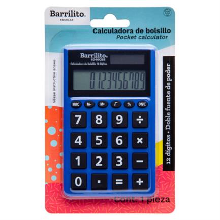 [8046CBB] Calculadora Barrilito Bolsillo 12 Digitos Doble Fuente Poder