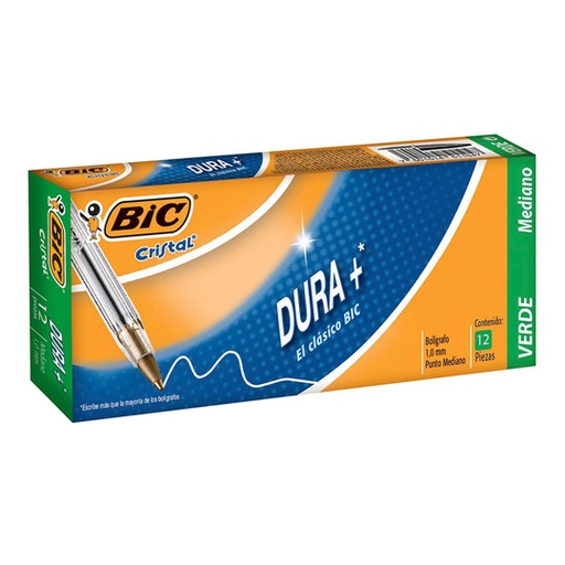 [923998] Bolígrafo BIC verde punto mediano 1.0 mm caja con 12 piezas