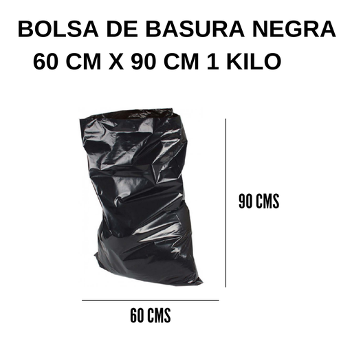 [PLG0186-v] BOLSA DE BASURA NEGRA 60 CM X 90 CM PLASTICO PAQUETE 1 KILO 
