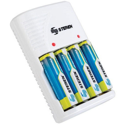 [STE-CAR-020B] Cargador para aa/aaa/9v + 4 aa STEREN.