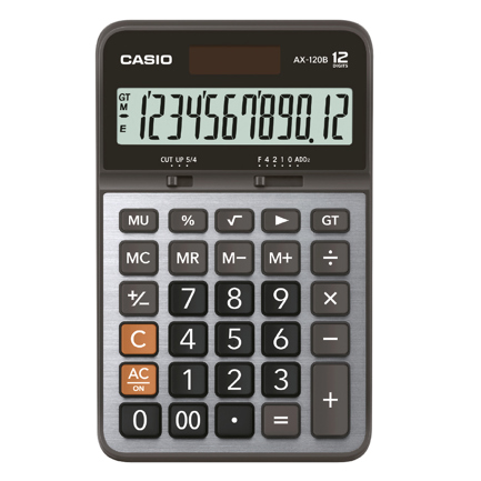 [AX-120B-S-MC] Calculadora de Escritorio Casio AX-120B 12 digitos pantalla extra grande doble alimentacion de bateria