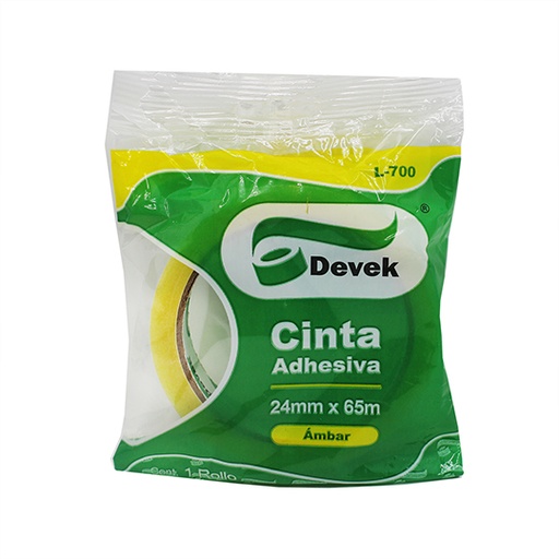 [ETPAPE0002054] Cinta adhesiva DEVEK 24 mm x 65 m, ambar.