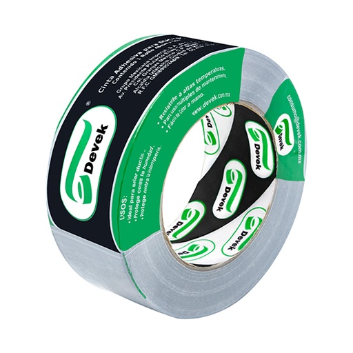 [ETPAPE0001112] Cinta ducto Devek 48mm x 50 mts color plata, polietileno recubierto.