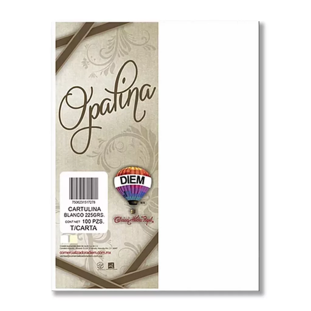 [30407033] CARTULINA OPALINA CARTA 225GRS BLANCA C/100
