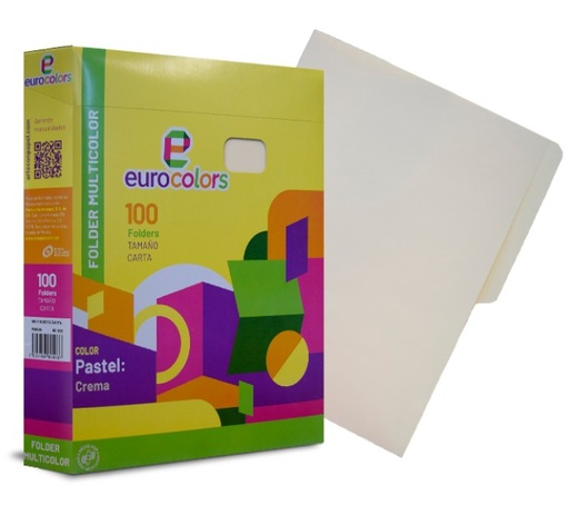 [ETPAPE0000372] Folder Eurocolors PU0036 Tamaño Carta Color Crema Pastel – Paquete con 100 Piezas