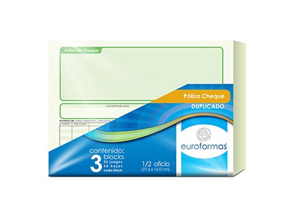 [ER0114] POLIZA CHEQUE EUROFORMA DUPLICA 1/2 OFICIO 25 JGS C/3B