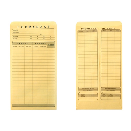 [ETPAPE0002259] Sobre cobranza No. 7 manila engomado Fortec caja con 50 piezas