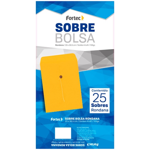 [ETPAPE0002260] Sobre kraft con rondana Fortec carta caja con 25 piezas