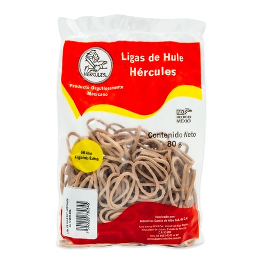 [ETPAPE0001171] Ligas Hercules de hule natural no. 12. bolsa con 80 gramos