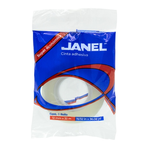 [2551233200] Cinta adhesiva económica línea 255 transparente JANEL 12x33 1 pieza
