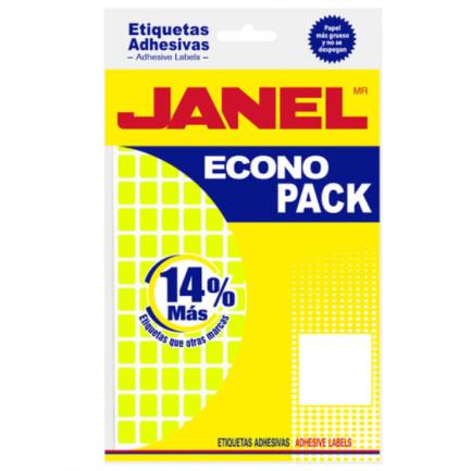 [E060820204] Etiquetas Adhesivas Janel Econopack No 4 Amarilla 8mm x 20mm C/1008 Etiquetas por Sobre