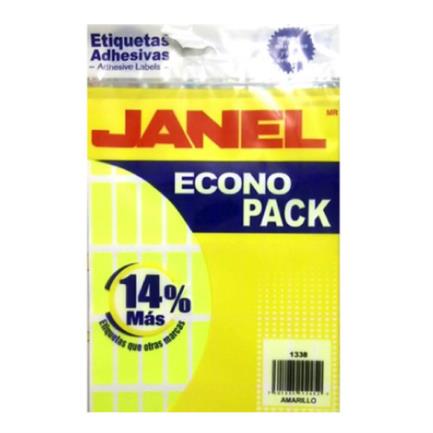 [E061338204] Etiquetas Adhesivas Janel Econopack Fluorescente 13x38mm Color Amarillo Sobre C/400