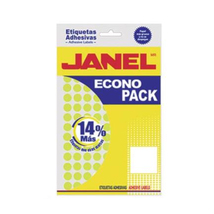 [E060013204] Etiquetas Adhesivas Janel Econopack Fluorescente No. 9 00x13mm Color Amarillo Sobre C/1120