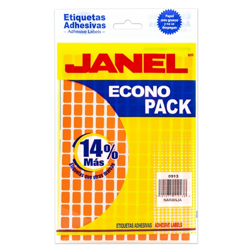 [ETPAPE0002331] Etiqueta JANEL econopack no.1 naranja con 1440 etiquetas de 9x13mm