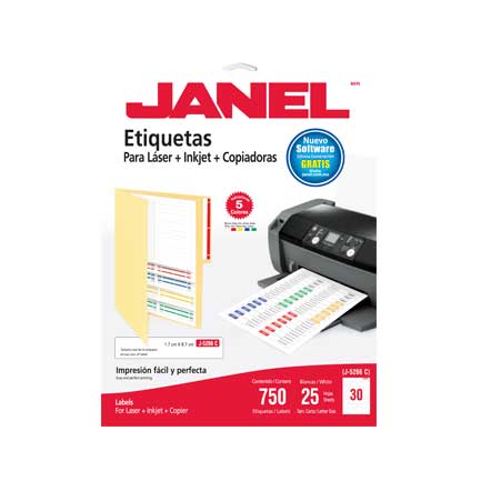 [1085266200] ETIQUETA JANEL LASER 5266 17X87 C/750 (5 COLORES)