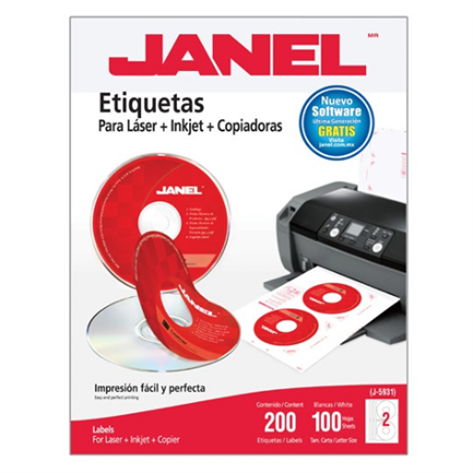 [1085931101] ETIQUETA BLANCA JANEL PARA CD/DVD 117MM 25HJS 50 ETIQ