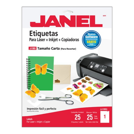 [1085165101] Etiquetas Adhesivas Janel Láser J-5165 216x279mm C/25