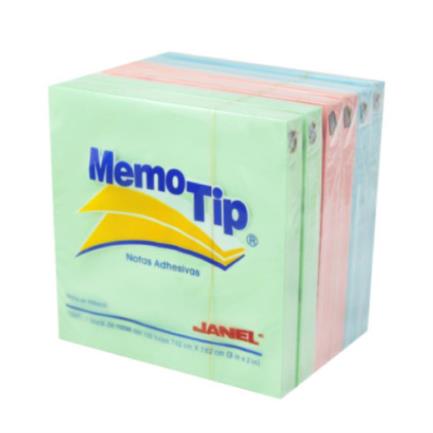[6560303796] Notas Adhesivas Janel Memo Tip Pastel 3x3 100H C/6 Pzas