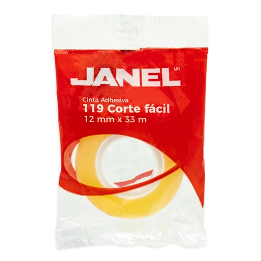 [1191233100] Cinta adhesiva transparente JANEL 12x33 corte fácil 1 pieza