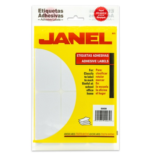 [1005010100] Etiqueta blanca JANEL clasica no. 25 con84 etiquetas de 50x100mm