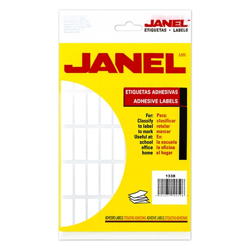 [1001338100] Etiqueta blanca JANEL clasica no. 6 con 900 etiquetas de 13x38mm