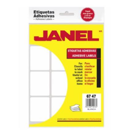 [1006747100] Etiquetas Adhesivas Janel Clásicas No. 13 67x47mm Sobre C/180