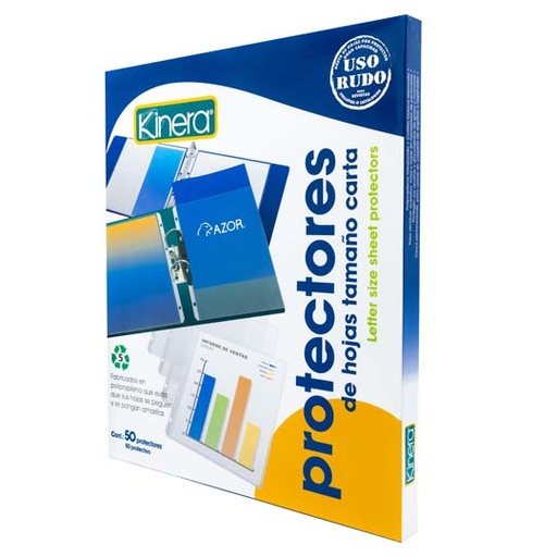 [AZO-PRH-369] Protector de hojas traslucidos Kinera 369 uso rudo tamaño carta caja con 50 pzas