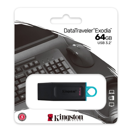[ETTECN0000019] Memoria USB, 64GB, 3.2 Gen 1, Negro/Azul.