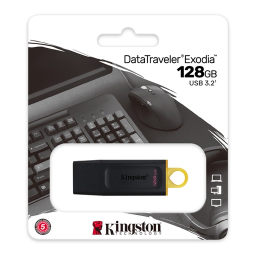 [ETTECN0000052] Memoria USB, 128GB, 3.2 Gen 1, Negro/Amarillo.