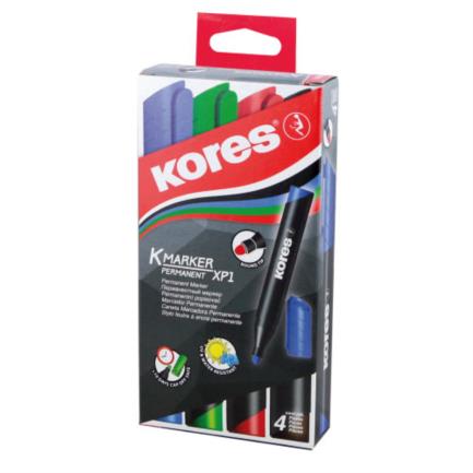 [209450] MARCADOR KORES PERMANENTE PLASTICO C/4 COLORES