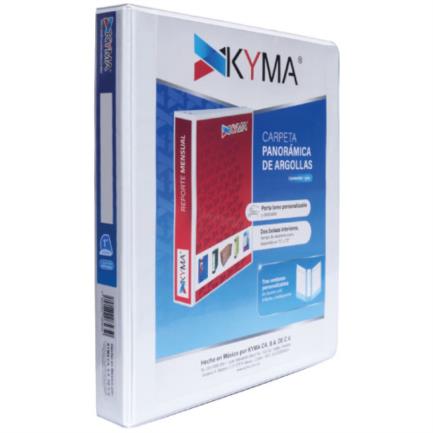 [CPKCBHD-100-BCA] Carpeta Panorámica Kyma de Vinil Tamaño Carta 1" Aro en "D" Blanca
