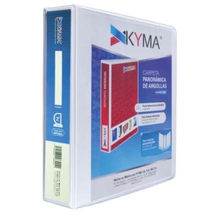 [CPKCBHD-200-BCA] Carpeta Panorámica Kyma de Vinil Tamaño Carta 2" Aro en "D" Blanca
